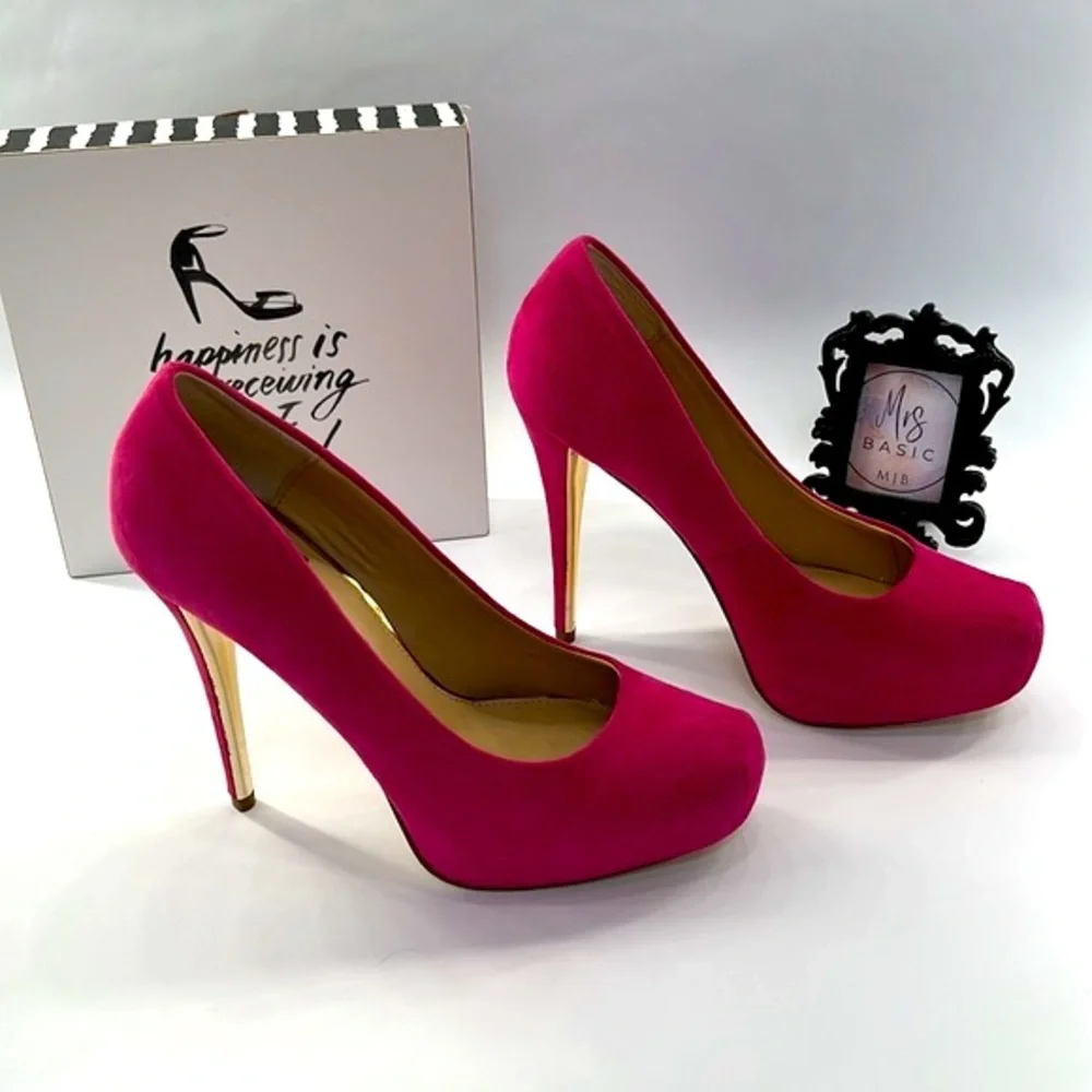Dolce Vita Hot Pink Suede Platform Stiletto Shoes, Size 7.5